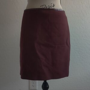 WHBM Business Casual Work Office Burgundy wine red Midi Fall Pencil Skirt_4